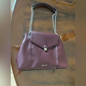 Nine West Plum Shoulder Bag with Chain Straps